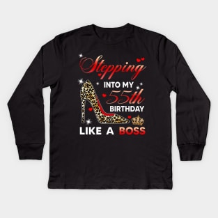 Stepping into my 55th birthday like a boss Kids Long Sleeve T-Shirt